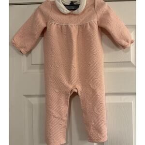 Janie & Jack 12-18 Mos. Pink Baby Pearl Baby Quilted Ruffle Collar One Piece